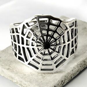 925 Sterling Silver Spider Web Insect Ring